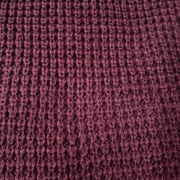 FASHION NOVA women’s waffle  crewneck sweater burgundy size M - Picture 5 of 8